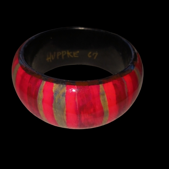 Rare Authentic Artisan Glen HUPPKE signed Cypress Wood Bangle Bracelet - Picture 4 of 5